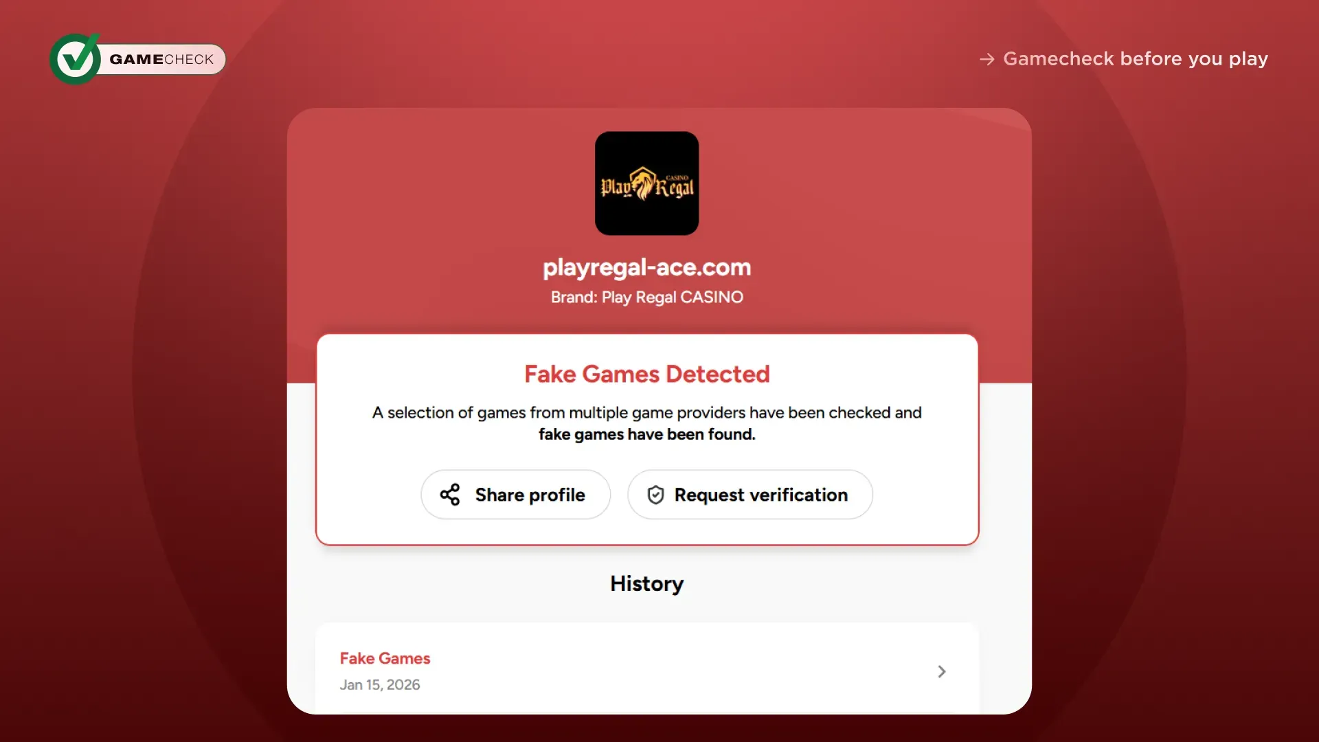play regal fake games detected